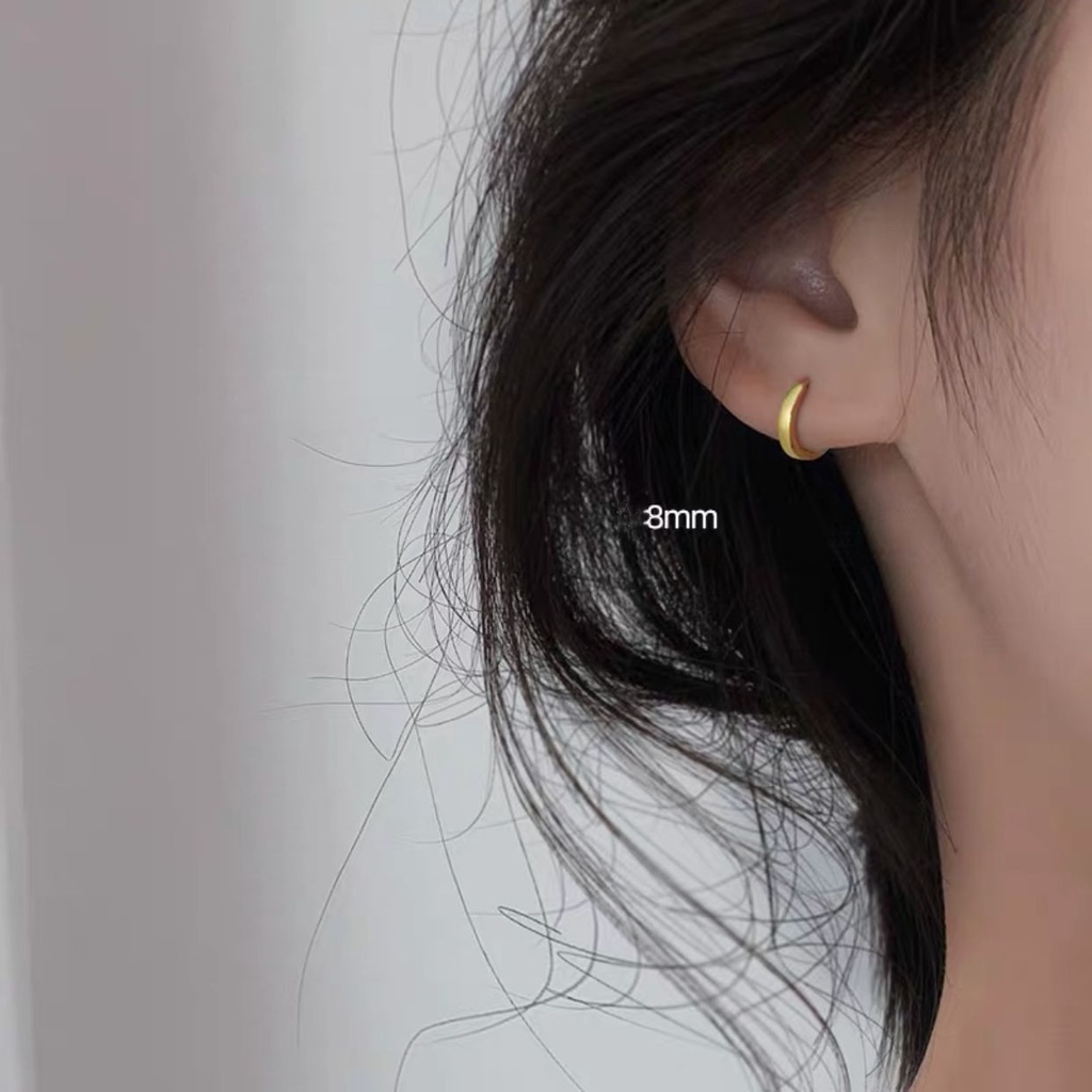 Khuyên Tai Tròn Mạ Vàng Bạc 6mm / 8mm / 10mm Thời Trang Cho Nữ