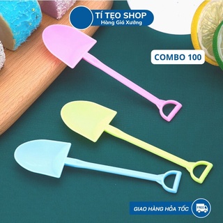 Combo 100 xẻng múc kem, bột - muỗng mỹ phẩm - nhiều màu