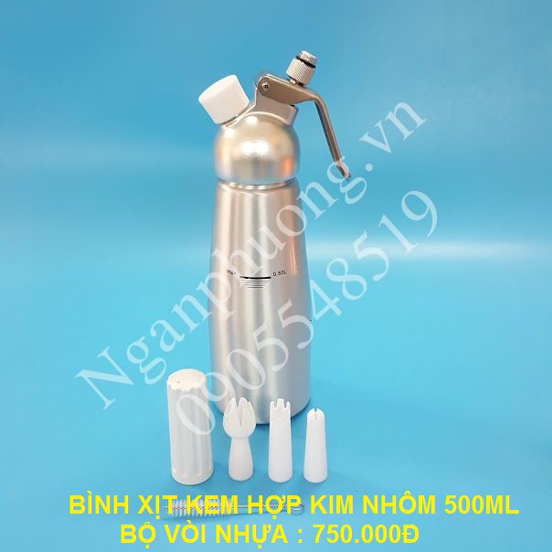 Bình phun kem tươi 500ml, nhôm hợp kim nguyên khối