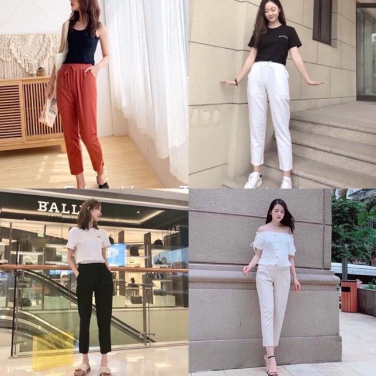 Quần Baggy Đũi Xước Hàn Quốc Lưng Thun Freesize 50-60kg tùy chiều cao