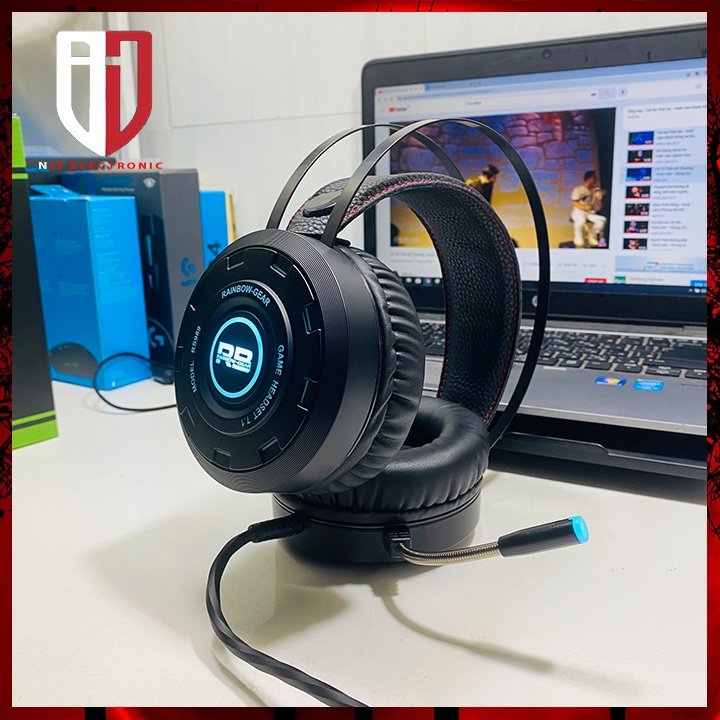 Tai nghe chụp tai gaming headphone có dây chính hãng Rainbow-Gear RS989 7.1 máy vi tính laptop