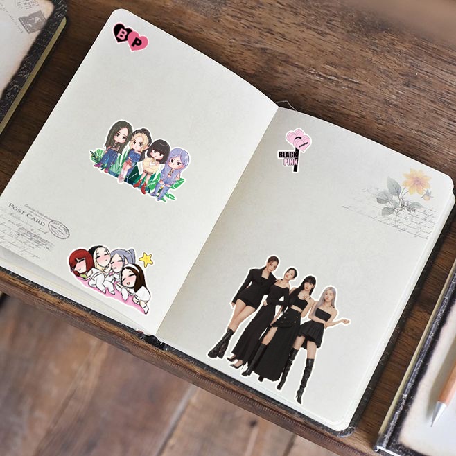 Set 100 Miếng Dán Trang Trí Hình Nhóm Nhạc Kpop Blackpink Đẹp Mắt