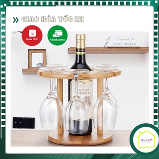 Giá treo 6 ly rượu vang Moso kèm kệ vang phong cách Châu Âu Kệ ly vang decor phòng khách
