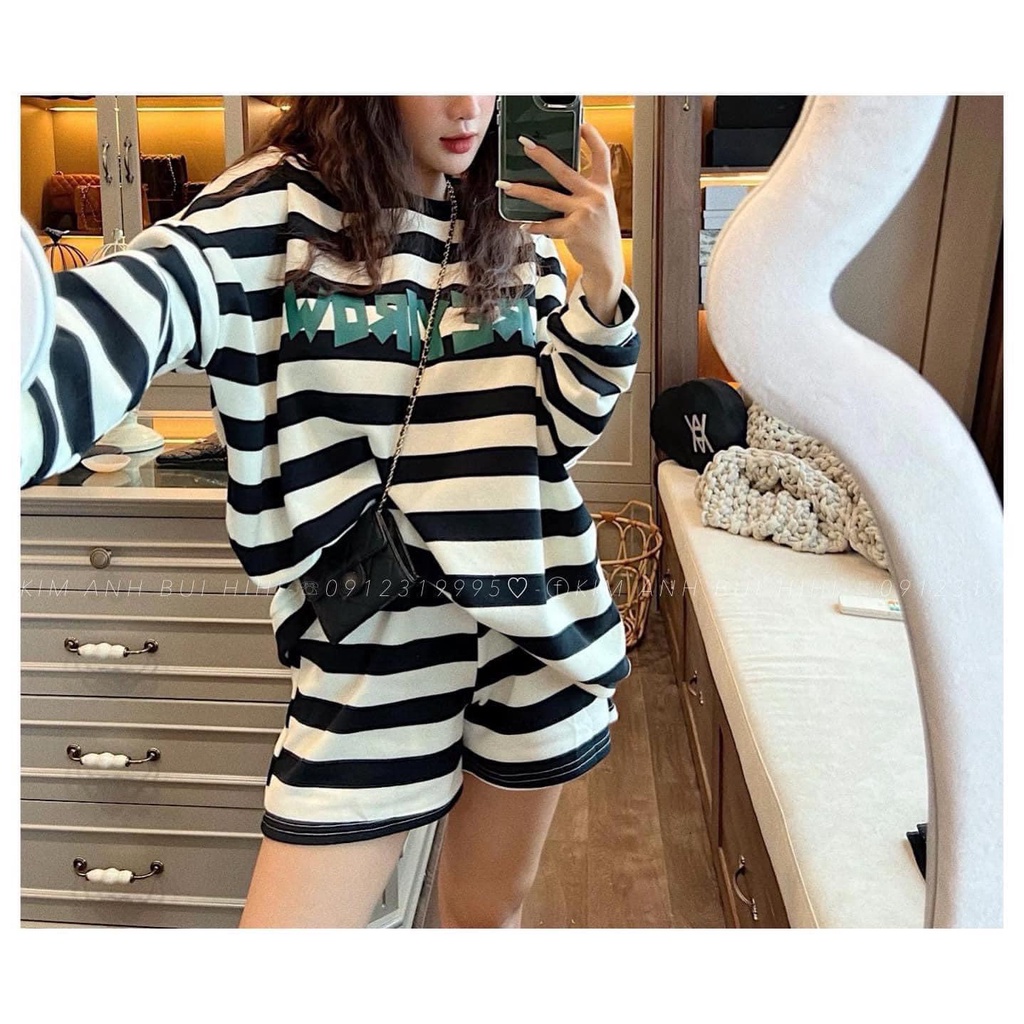 Bộ đùi kẻ ngang are siêu hot mix quần short đùi NN234