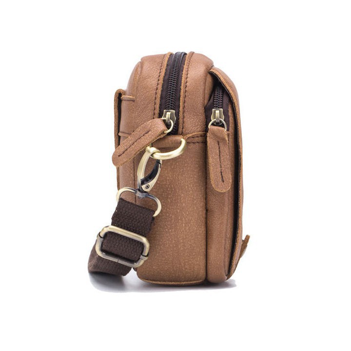 Túi đeo chéo có thể đeo hông DA BÒ THẬT mini nhỏ gọn đựng điện thoại và ví - Bullcaptain VN