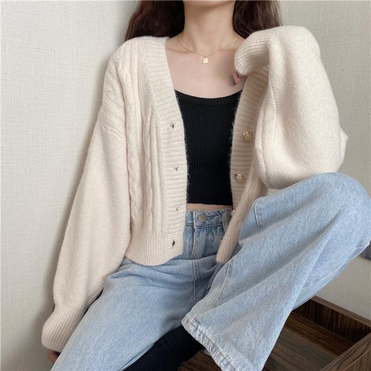 Áo khoác Cardigan dệt kim form rộng phong cách Hàn quốc