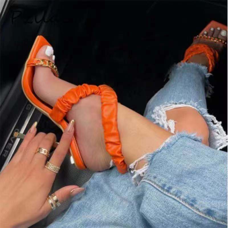 Giày Dây Xích Vàng Đáng Yêu Thời Trang Cho Nữ size 35- 42 4.13 inches