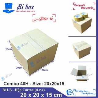 Combo 40 Hộp Carton 20x20x15 - Hộp Giấy Carton Giá Rẻ