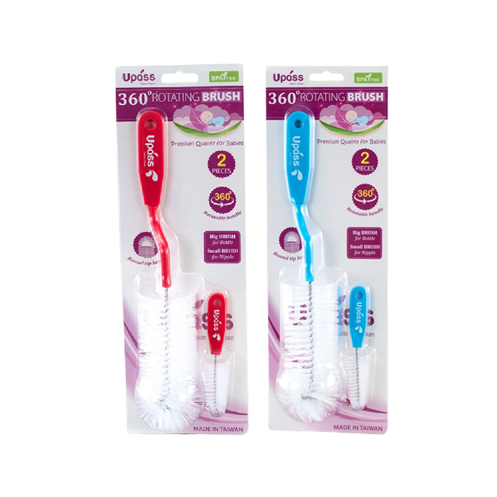 Bộ Cọ Bình Sữa, Núm Ti UPASS Chất Liệu An Toàn Không BPA Thiết Kế Quay 360 Độ Giúp Làm Sạch Hiệu Quả UP7001L