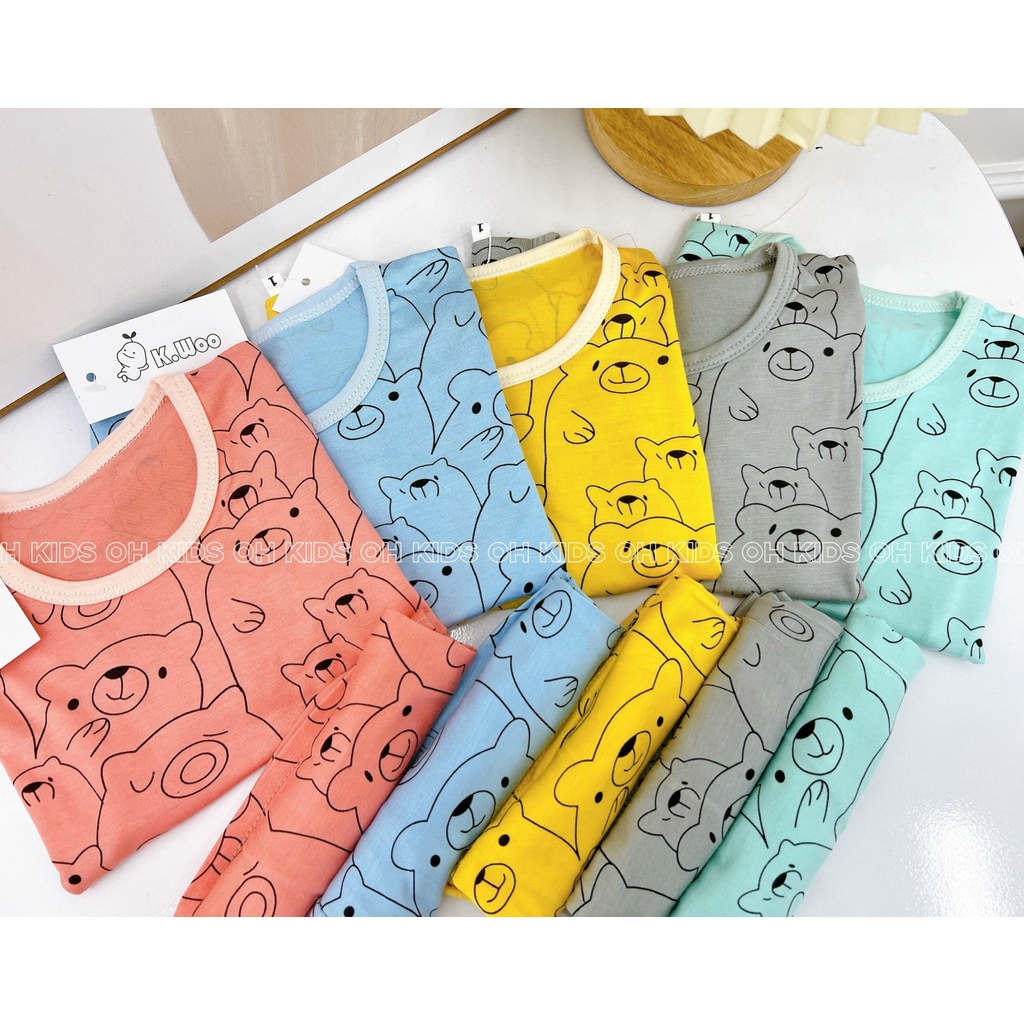 Bộ thun lạnh cho bé, bộ thun lạnh gấu thường cho bé trai bé gái