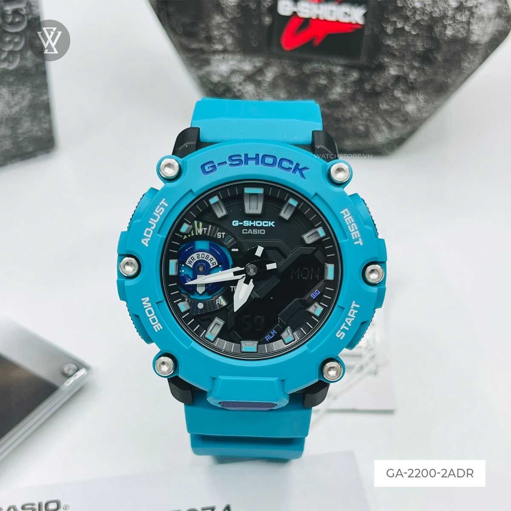 Đồng Hồ Quartz Nam Casio G-Shock WATCHSTORE GA-2200-2A Thiết Kế Mặt Kính Khoáng Tròn 47.5mm, Vỏ Và Dây Nhựa Bền Bỉ