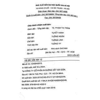Sách - 100 Bài Văn Hay Lớp 10
