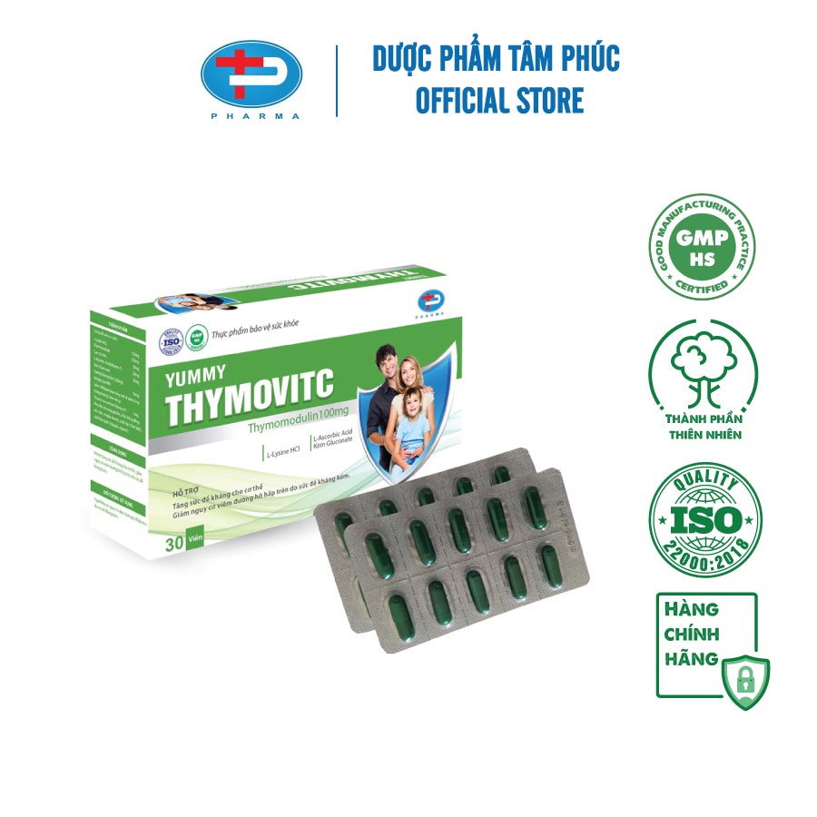 Viên Uống TÂM PHÚC PHARMA Yummy Thymovitc Giúp Cải Thiện Các Chức Năng Của Cơ Thể