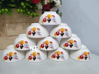 Bộ 10 chén sứ in hoa cao cấp