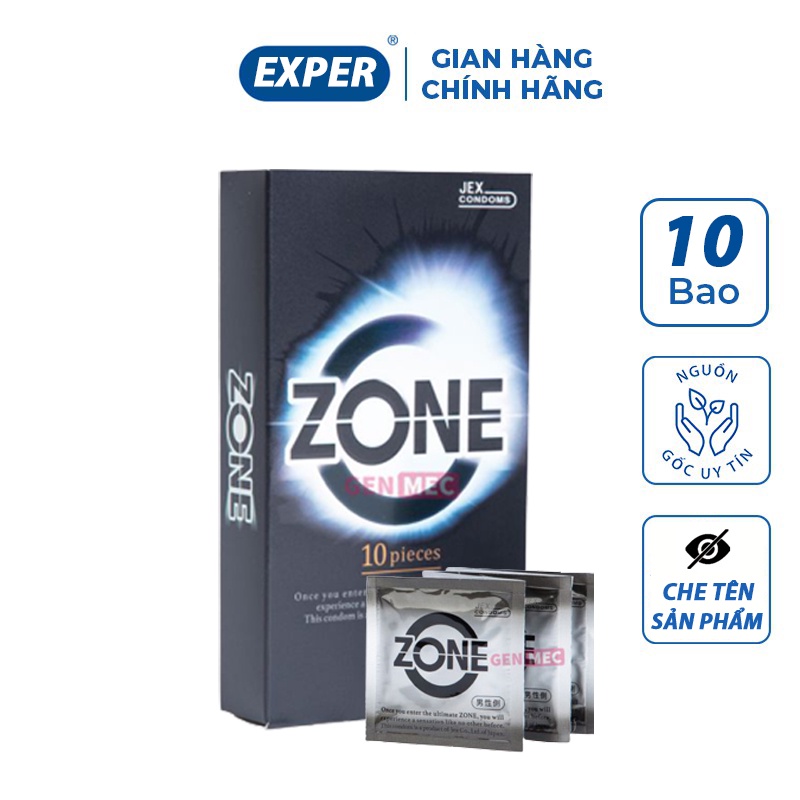 Bao cao su 0.01 Jex Zone Condom Nhật Bản, bao cao su siêu mỏng, trơn, kéo dài thời gian