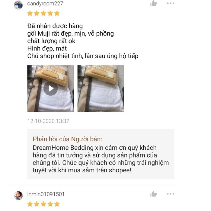 Ruột gối Muji 45x65 cao cấp ép hơi Dreamhome (1 đôi)