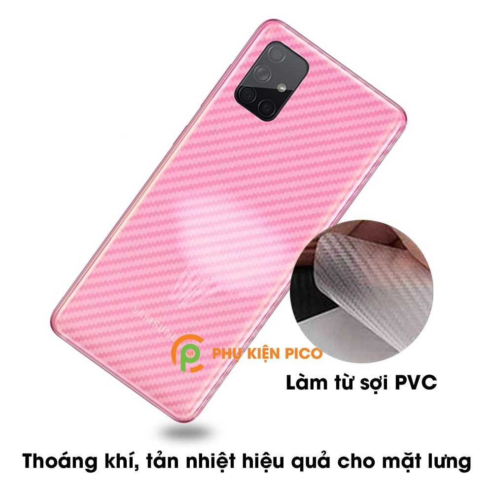 Dán lưng Samsung A71 trong suốt nổi vân Carbon 3D tản nhiệt tốt - Dán lưng vân Carbon Samsung Galaxy A71