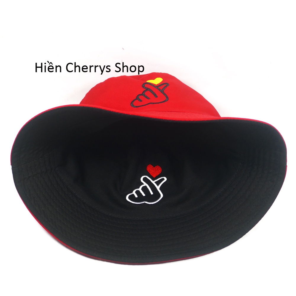 Nón bucket 2 mặt thêu hình bắn tim sành điệu thích hợp cho mọi người