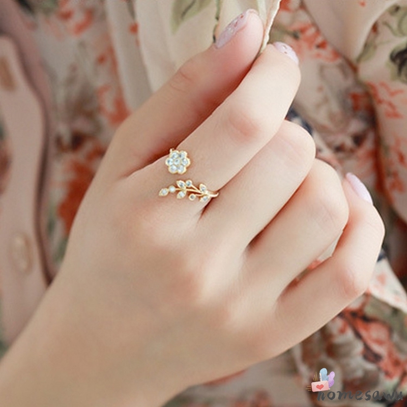 Nhẫn Mạ Vàng Mini Hình Hoa Sang Trọng Có Thể Điều Chỉnh