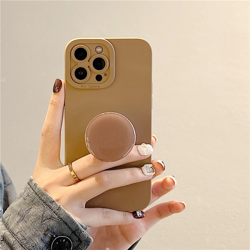 Ốp Điện Thoại Có Giá Đỡ Hình Tay Cầm Màu Nâu / Cà Phê Cho iPhone 11 12 Pro Max 14 Max XR X XS 7 8 Plus SE 2020 13 Pro