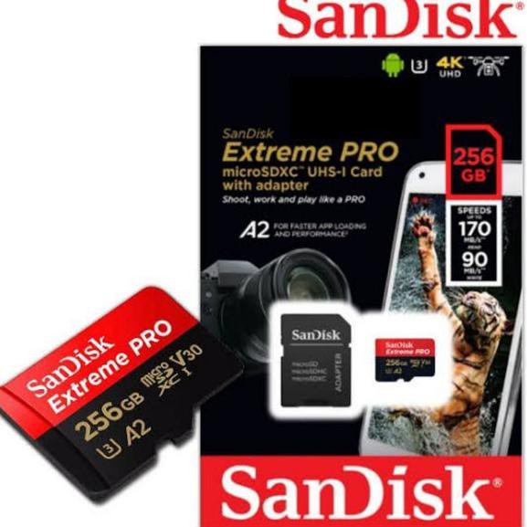 SANDISK Micro Sd 256gb Extreme Pro U3 A2 V30 Sdxc Microsd 256 Gb 170mbps 170mbps