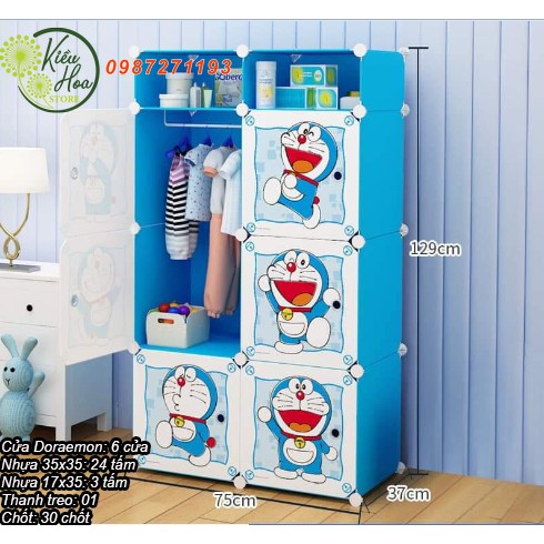 TỦ QUẦN ÁO NHỰA LẮP GHÉP ĐA NĂNG DORAEMON (nhiều kích thước lựa chọn) (tặng kèm chốt, búa) (Kiều Hoa Store)