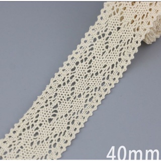 Ruy băng ren 4cm màu kem(giá lẻ 1m)