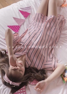 Đầm pyjama kẻ sọc 