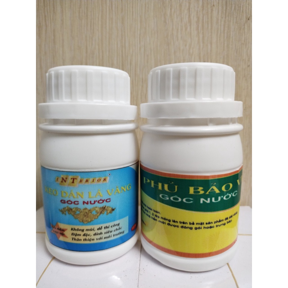 Combo keo phủ dát vàng gốc nước size nhỏ 100ml dát vàng hoa quả, thạch cao, xi măng, giấy vẽ, đồ da