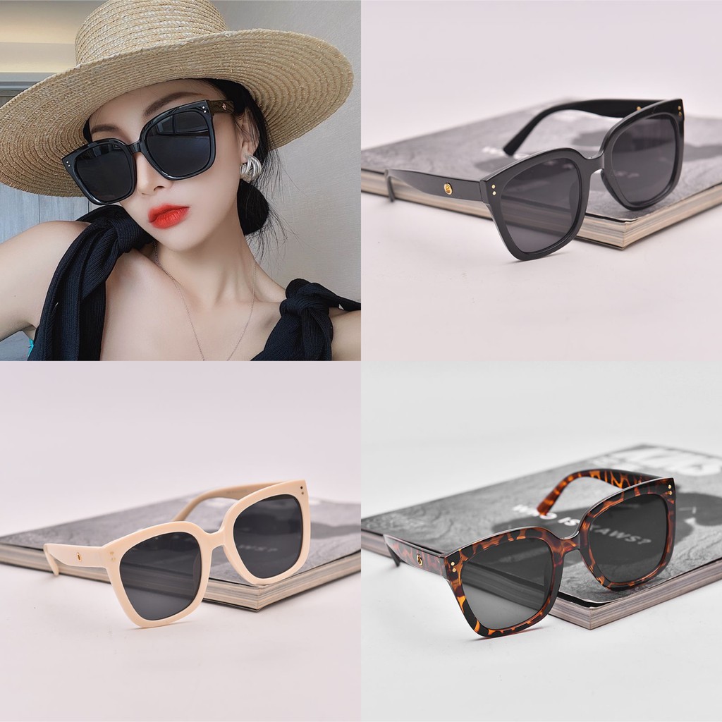 Korean style large white frame sunglasses