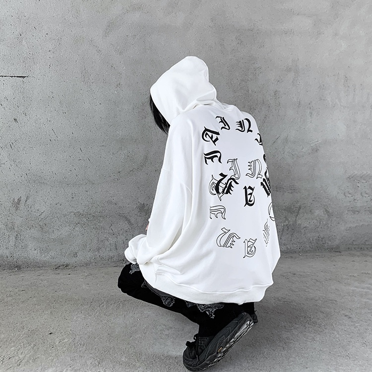 Áo hoodie dáng rộng in họa tiết chữ cái phong cách Hàn Quốc thời trang cá tính