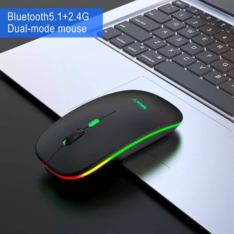 Chuột Không Dây Bluetooth 2.4g 1600dpi Màu Đen