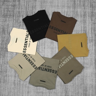 FEAR OF GOD Duplex ESSENTIALS High Street Trend Back Letter Silicone Couple Short Sleeve T-Shirt