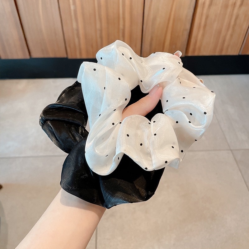 Dây Cột Tóc Lưới Chấm Bi Cỡ Lớn Thời Trang