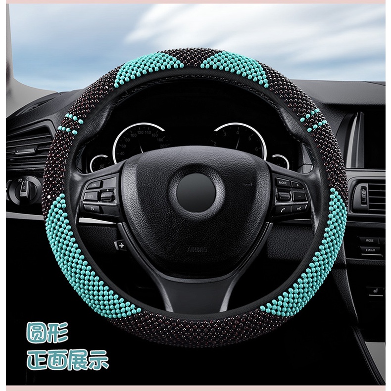 Bao bọc vô lăng tay lái hạt gỗ phối màu cao cấp xe hơi ô tô