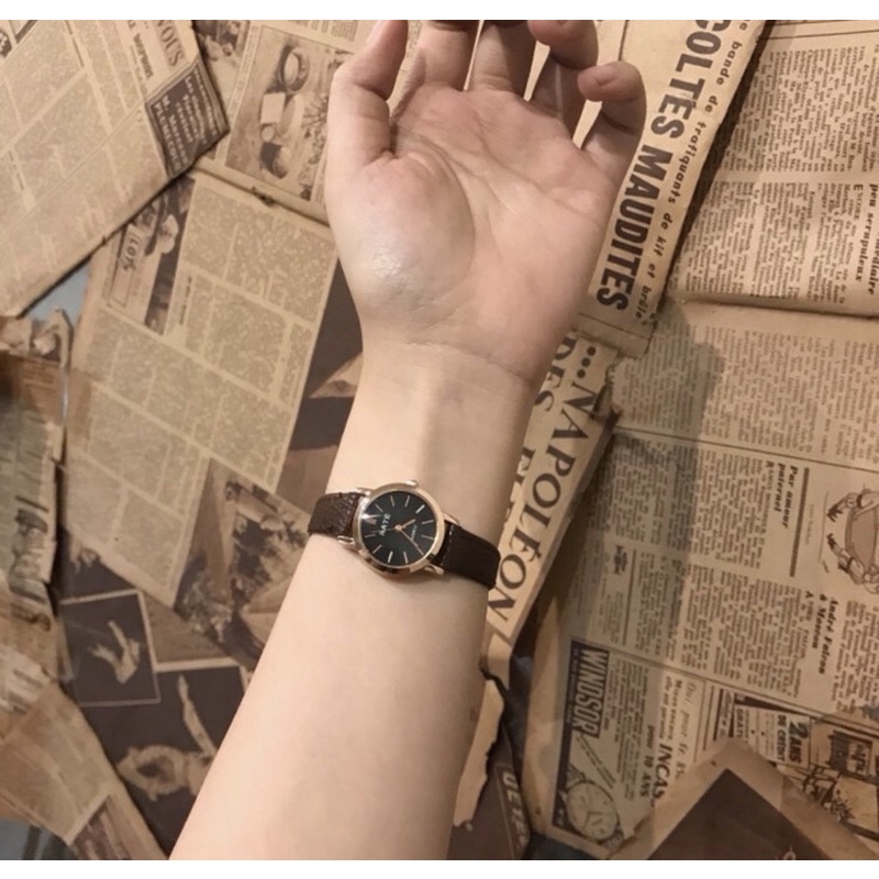 Đồng hồ nữ Rate dây da mặt tròn kiểu dáng Vintage DH05 LOUSMORE