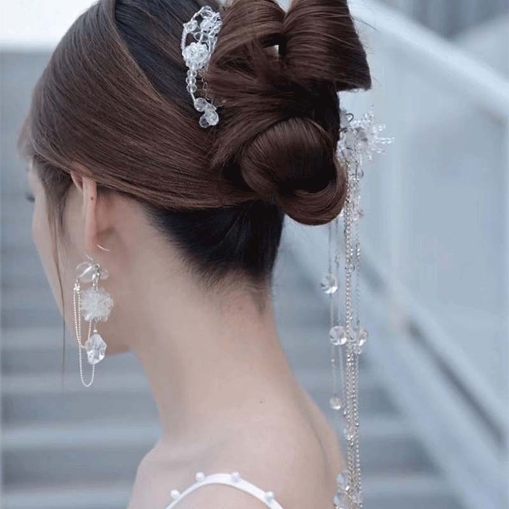 Kẹp Tóc Hình Hoa Đính Đá Pha Lê Tua Rua Thời Trang