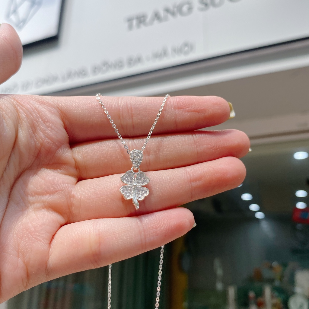Dây Chuyền Bạc Ta Nữ CaoBac Silver Bốn Lá Đính Đá Lấp Lánh Xinh Xắn Cho Bạn Nữ - Trang Sức Cáo Bạc JEWELLERY