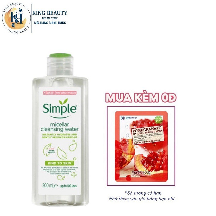 Nước Tẩy Trang Giúp Loại Sạch Dầu Thừa, Bụi Bẩn Trên Da Simple Kind To Skin Micellar Water 200ml