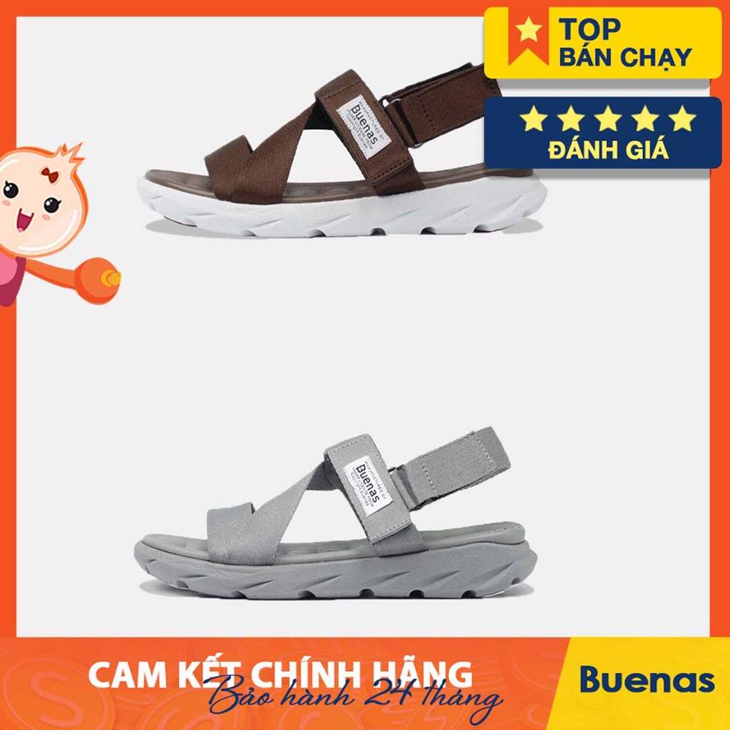 Giày sandal dép nữ nam unisex Buenas S7s quai ngang - xăng đan học sinh đế cao 3 phân chính hãng