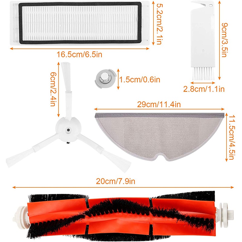 Bộ 19 Phụ Kiện Thay Thế Cho Robot Hút Bụi Xiaomi Roborock S50 S51 S55 S5 S6