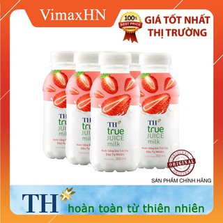 Sữa trái cây dâu tự nhiên TH true Juice Milk - Lốc 6 chai 300ml