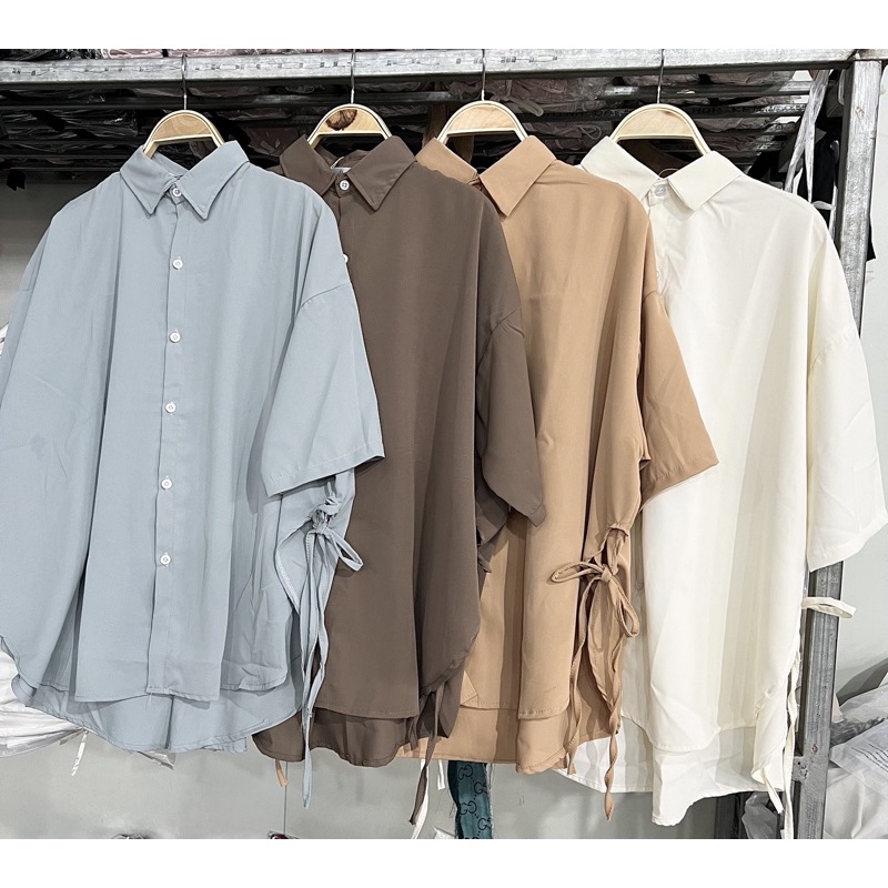 ÁO SƠ MI FORM THỤNG BUỘC DÂY SƯỜN VINTAGE