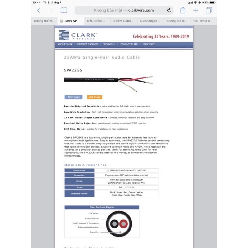 Dây loa tròn nhập khẩu chính hãng USA hãng CLark wire