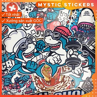 [CÁ MẬP#1] 11 Sticker chống nước/ trang trí,dán xe laptop mũ bảo hiểm vali...