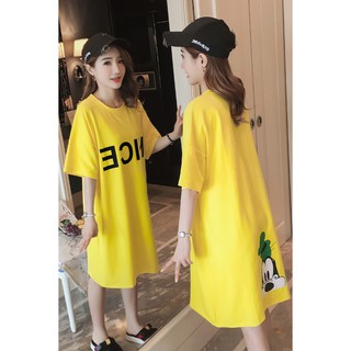 Đầm xuông thun cotton họa tiết ngộ nghĩnh cho mẹ bầu a221