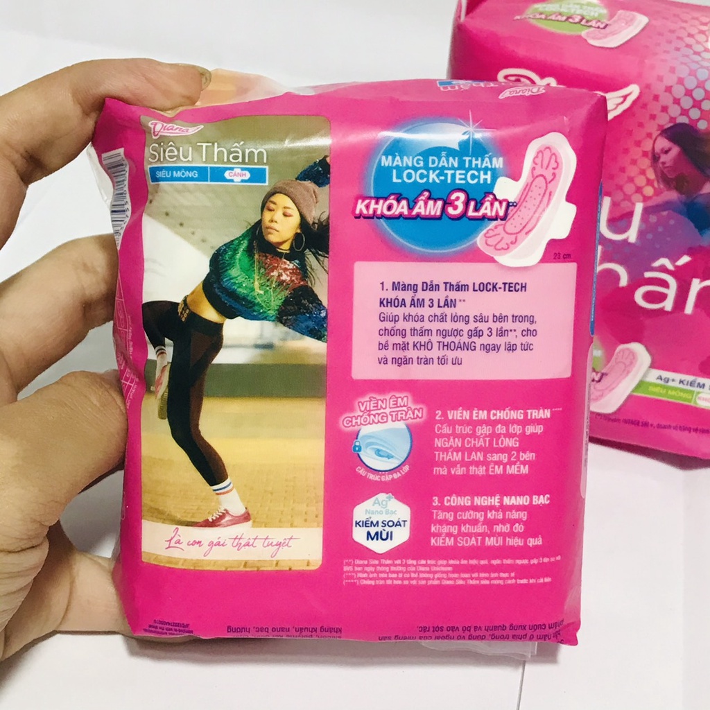 Băng vệ sinh Diana siêu thấm siêu mỏng cánh 8 miếng/gói