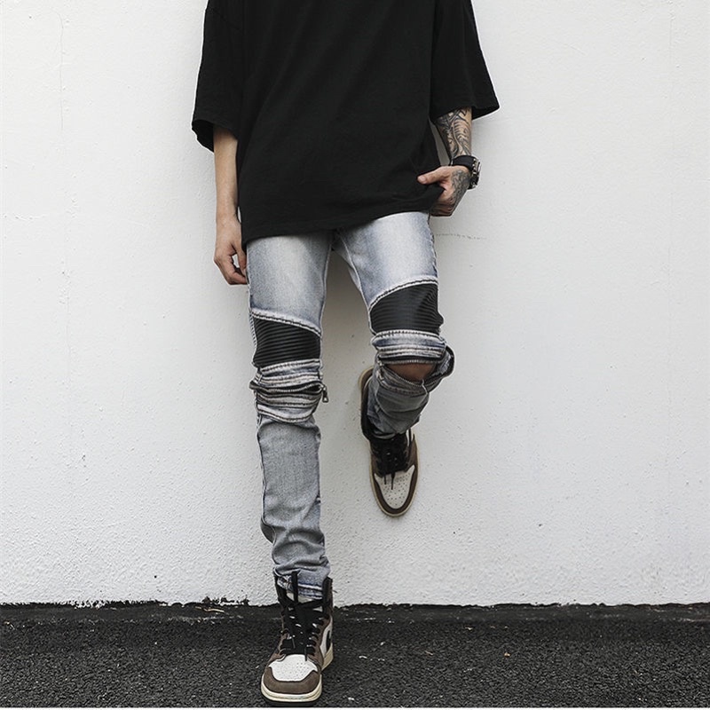 BIKER JEANS - QUẦN JEANS PHỐI KHOÁ ĐẦU GỐI