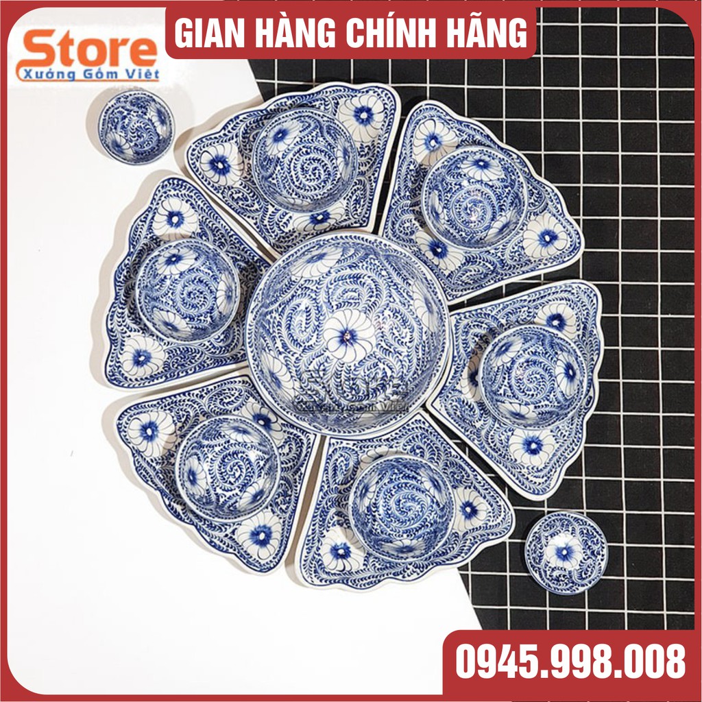 Bộ bát đĩa setup bàn ăn đẹp giá rẻ hàng Bát Tràng chính hãng được chính tay các nghệ nhân làng nghề vuốt-XƯỞNG GỐM VIỆT