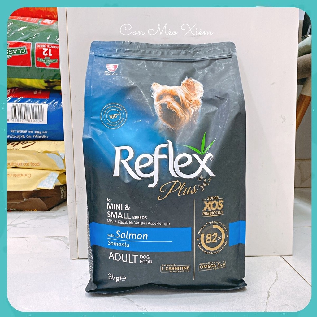 Hạt cho chó lớn Reflex plus mini small 3kg vị cá hồi, thức ăn Thổ Nhĩ Kỳ salmon adult Con Mèo Xiêm